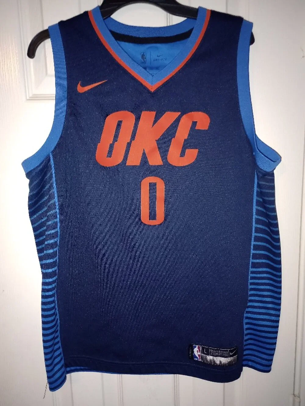 OKC Westbrook No. 0 Nike Blue Basketball Jersey